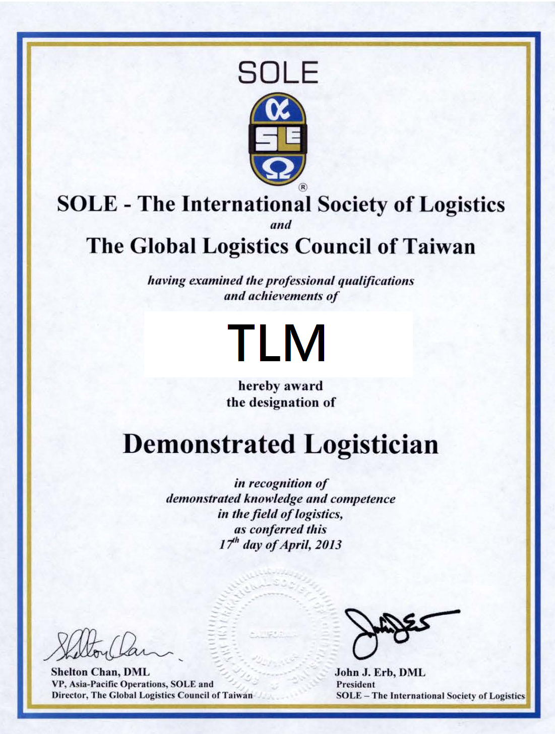 SOLE-CPL第一級專業證照：物流助理師